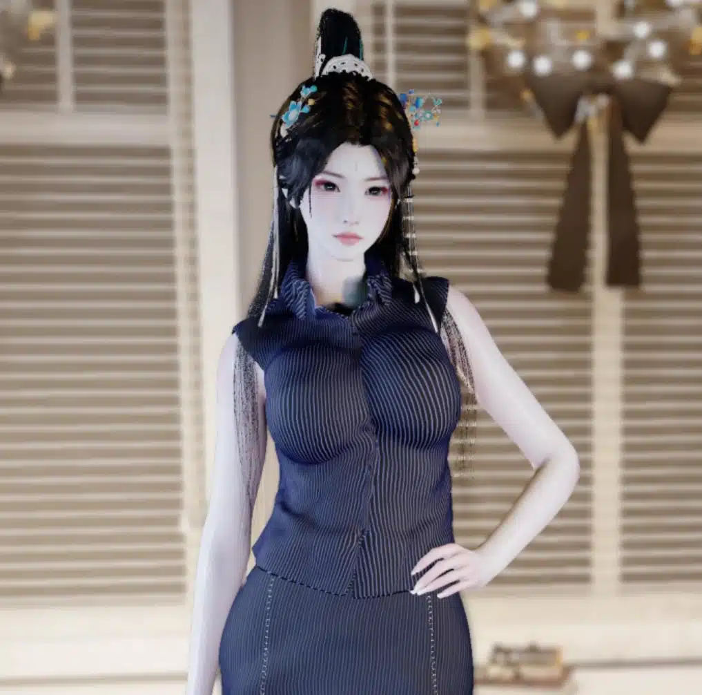 Yep.Striped_Sleeveless_Blouse_Set-林夕资源VAM